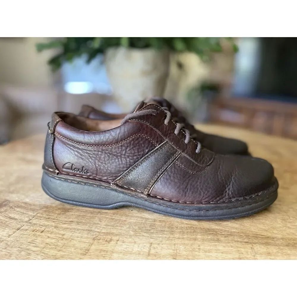 Clarks Active Air Brown Leather Oiled Split Toe Oxford Shoes Men's 10M